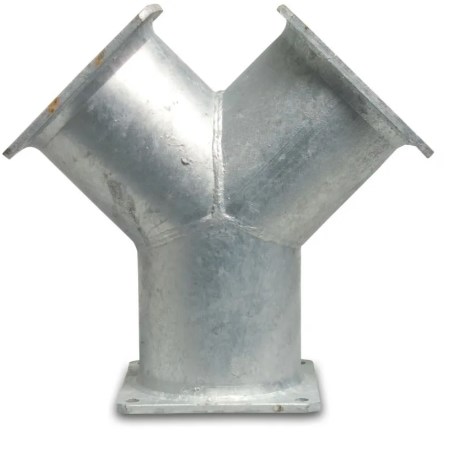 Bauerkoppling Y-koppling 45° stål galvaniserad 6" fyrkantig fläns
