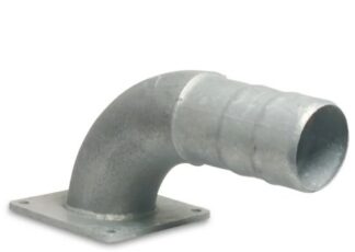 Bauerkoppling Böj 90° stål galvaniserad 4" x 102 mm fyrkantig fläns x slangkoppling