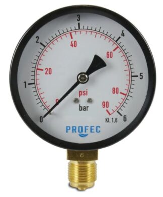 Manometer, tryckmätare 100mm, 0-10bar, 1/2"