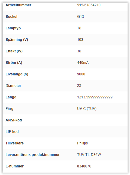 Lysrör Philips TUV 36W SLV/6 - Bild 2