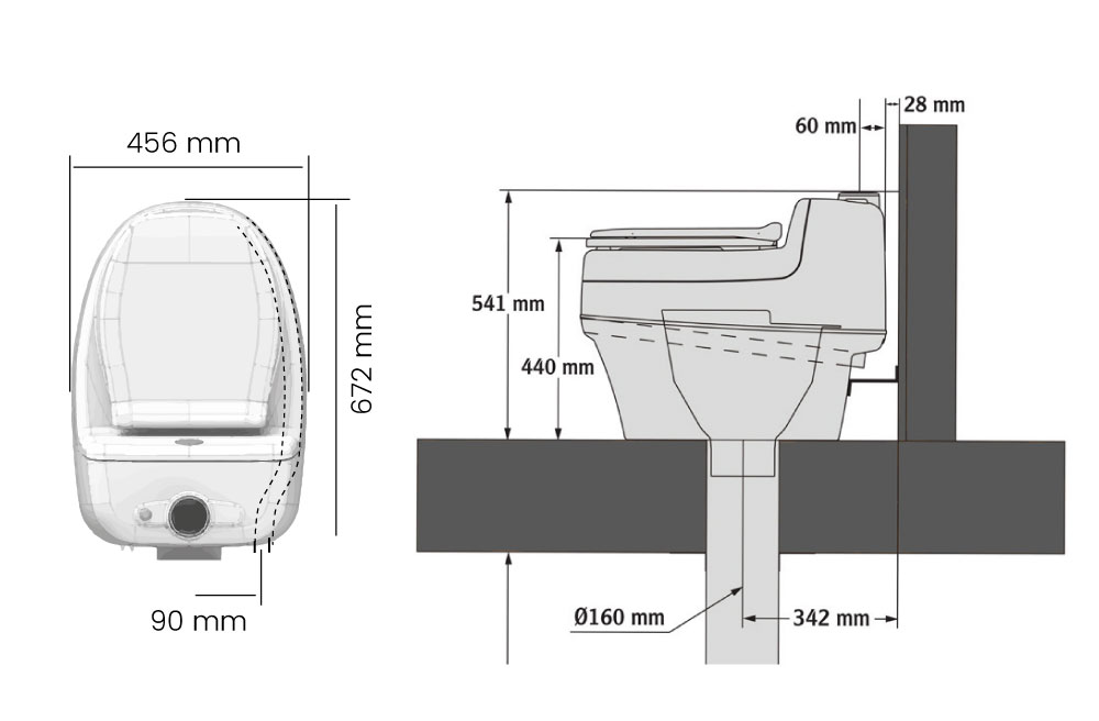 Leisure toilet Separett villa for external latrine tank 12/230 Volt - Image 4