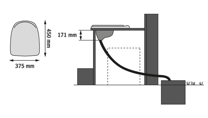 SEPARETT DRY TOILET 501 WITH PLASTIC SEAT GRAY - Image 2