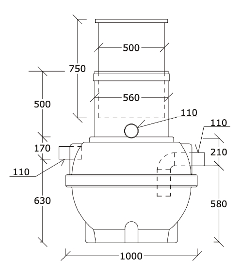 Rotomon Oljeavskiljare klass2 0,4 l/s inkl. stos, tätt lock gjutjärn 5t - Bild 3