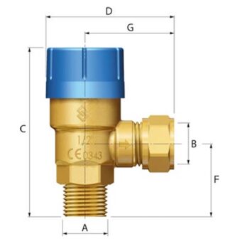 Safety valve tap water 9.0 bar