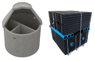 Tranåsbrunnen betong slamavskiljare 2 m³ med AC biomodulpaket 18 m2 hämtpris