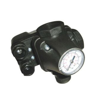 Tryckbrytare, tryckmätare och uttag för 230V