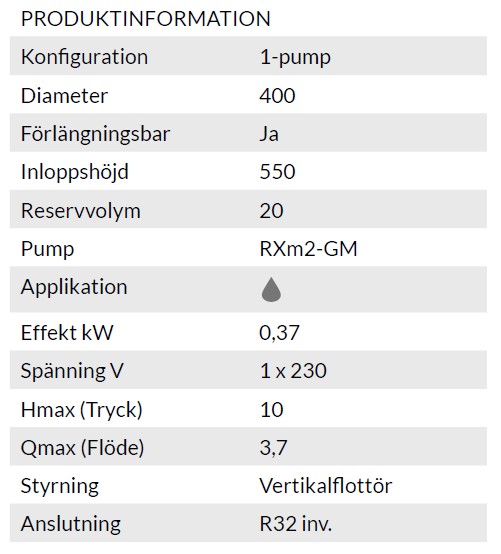 AC Pumpbrunn drän, dia 400mm, lyfthöjd 10m, 220l/m - Bild 4
