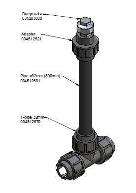 Komplett envägs luftventil för trycksida - rostfri - ø32mm