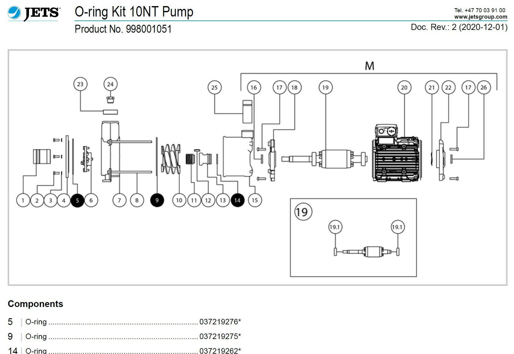 O-ringssats till Jets 10NT-pump - Bild 2