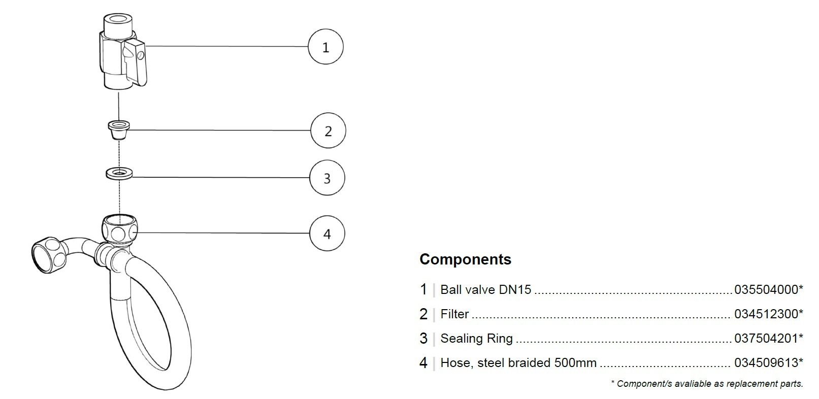 Jets slang med kulventil 550mm - Bild 2